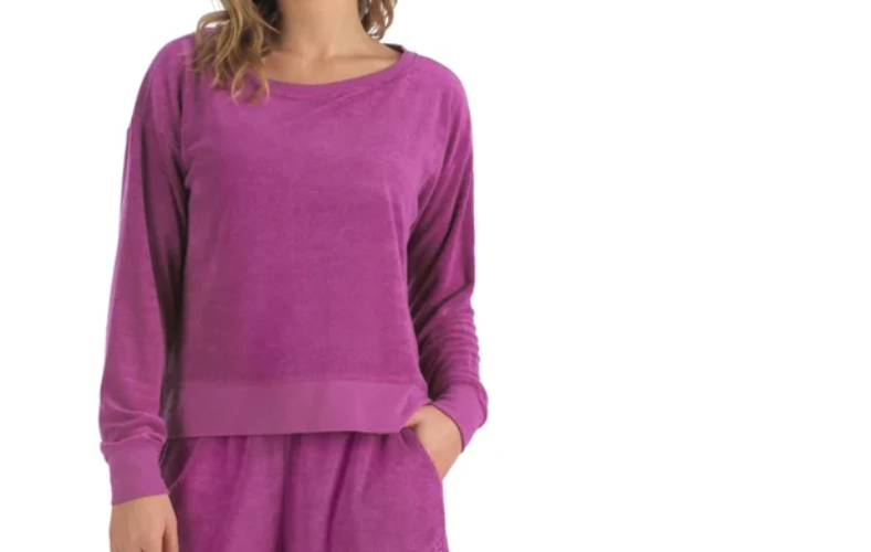 Ladies Terry Crew Sweatshirt, Purple
