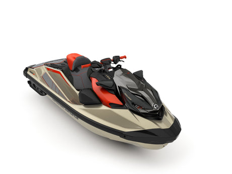 2025 Sea-Doo RXP-X 325 + Tech Package in Metallic Tan / Lava Red Premium